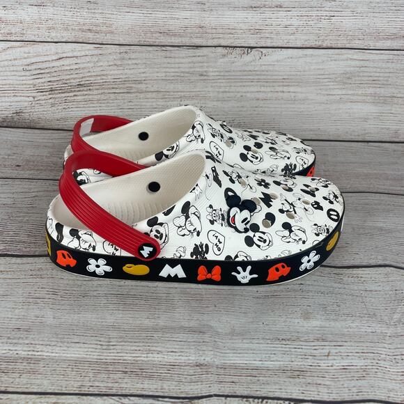 Crocs Mickey Off Sz M8 W10 Court Clogs Shoes White Disney Classic Minnie - Picture 4 of 9
